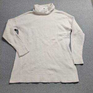 Eileen Fisher Size XS 100% Organic Cotton Chunky Turtleneck Sweater Top White